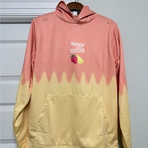Pink and Yellow Hoodie with Natural Light Seltzer Logo